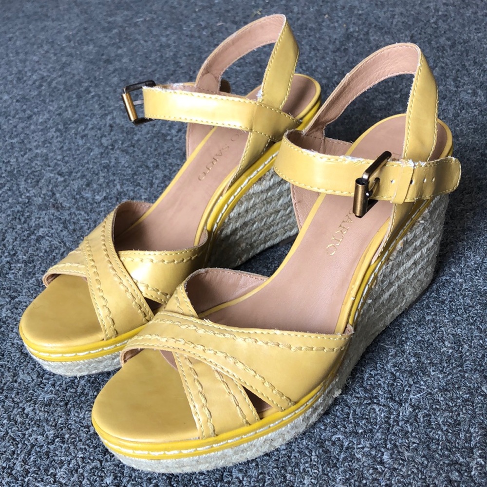 Franco Sarto Yellow Buckle Espadrilles Wedge
